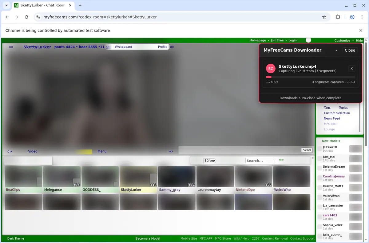 Myfreecams Video Downloader browser extension screenshot 4
