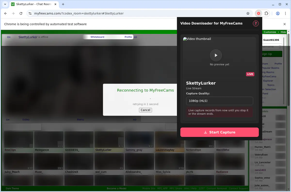 Myfreecams Video Downloader browser extension screenshot 5