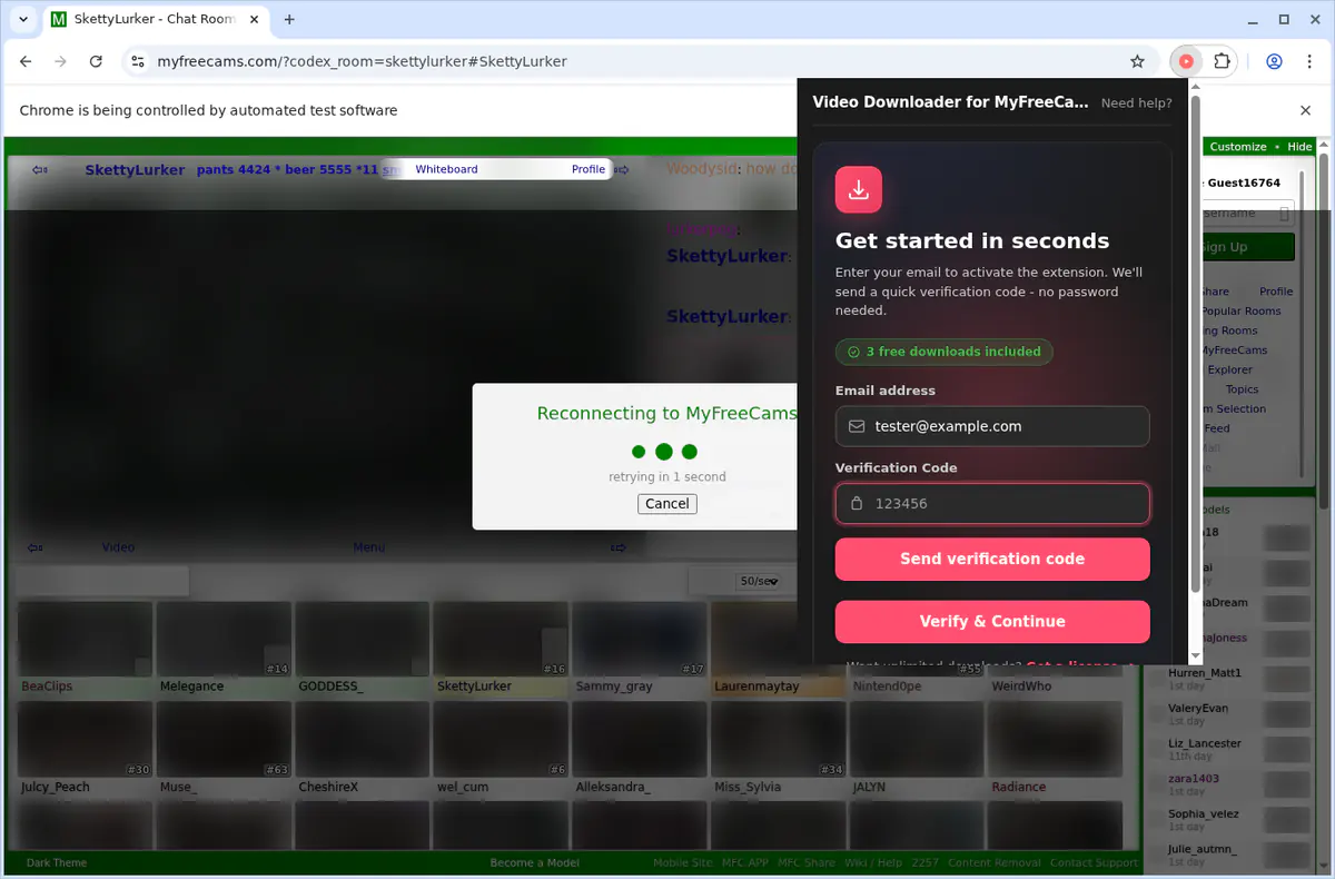 Myfreecams Video Downloader browser extension screenshot 6