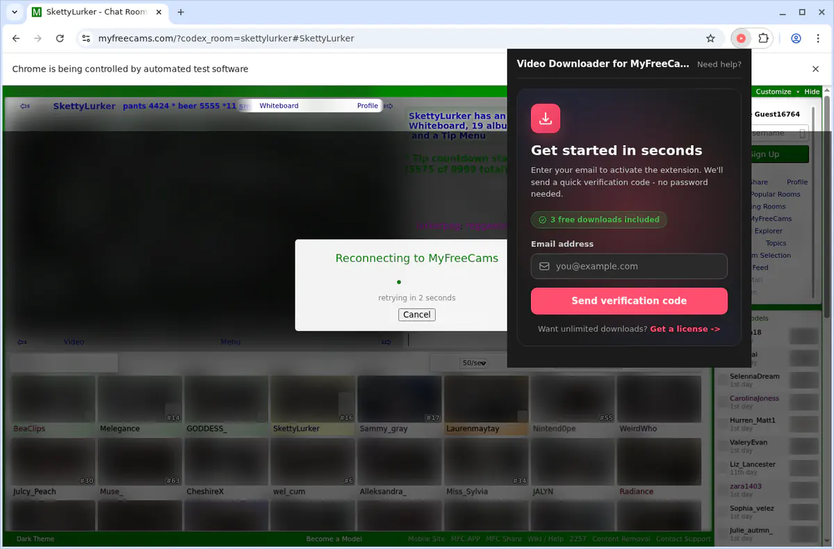 Myfreecams Video Downloader browser extension screenshot 7